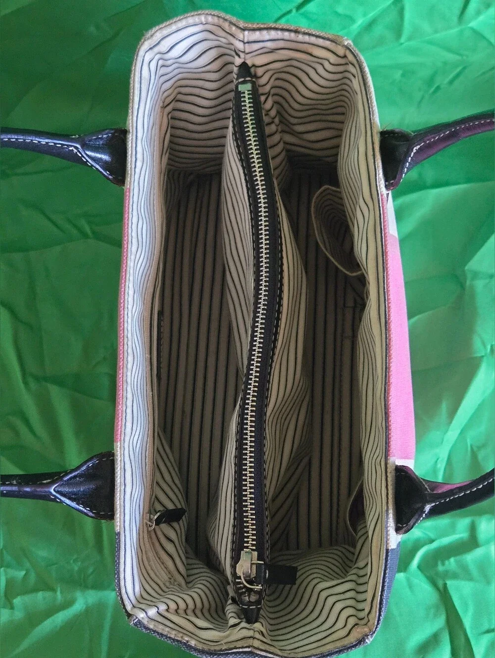 EUC Vintage Kate Spade Y2K Canvas Vertical Cabana Stripe Tote Bag - Rare & HTF